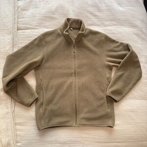 Uniqlo Polar Fleece Zip Up Sweater Mens Sz Small Beige Tan